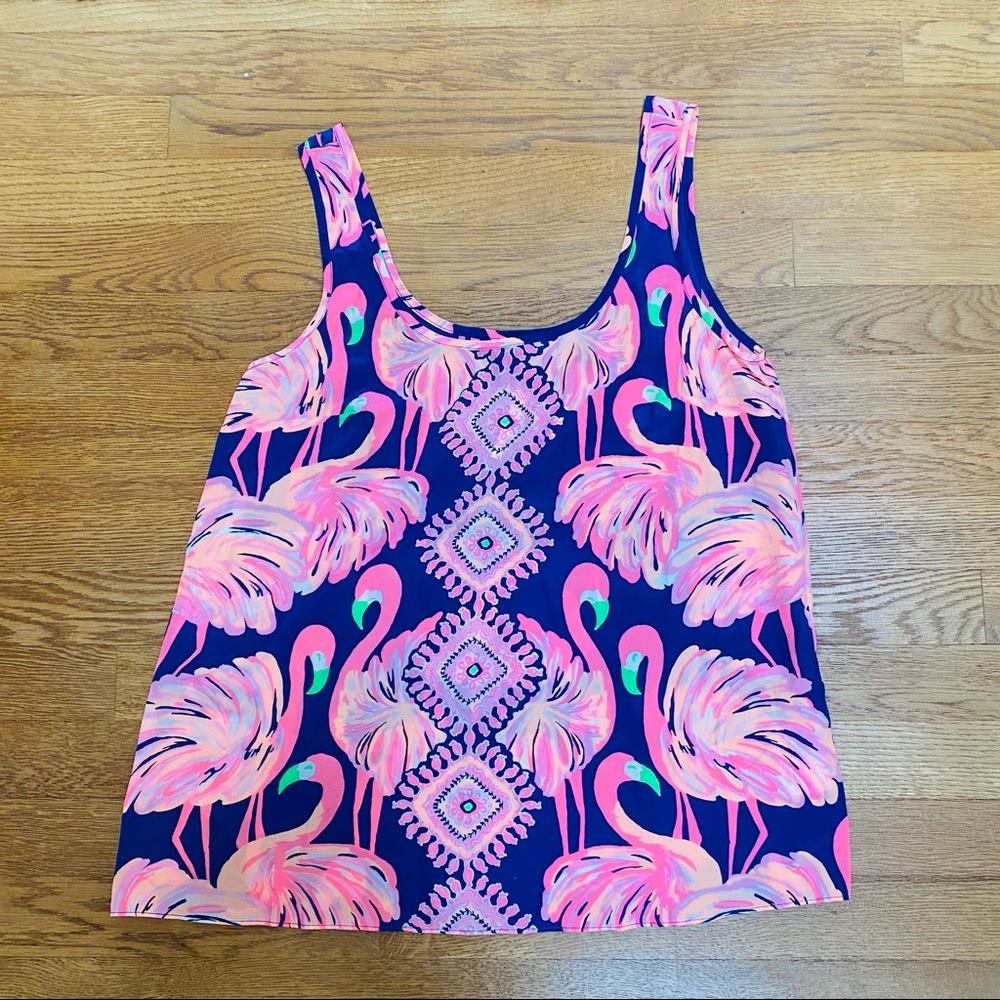 Lilly Pulitzer Cosmos Flamingos Silk Sleeveless Top-  Size S- NWT